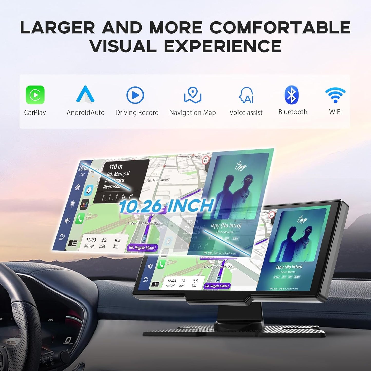 Universal 10.26" Wireless CarPlay Display & Android Auto Car Touch Screen