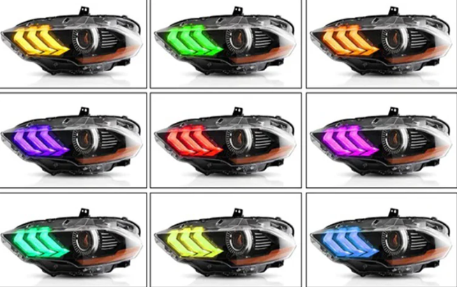 RGB LED Projector Headlights For Ford Mustang 2018-2023