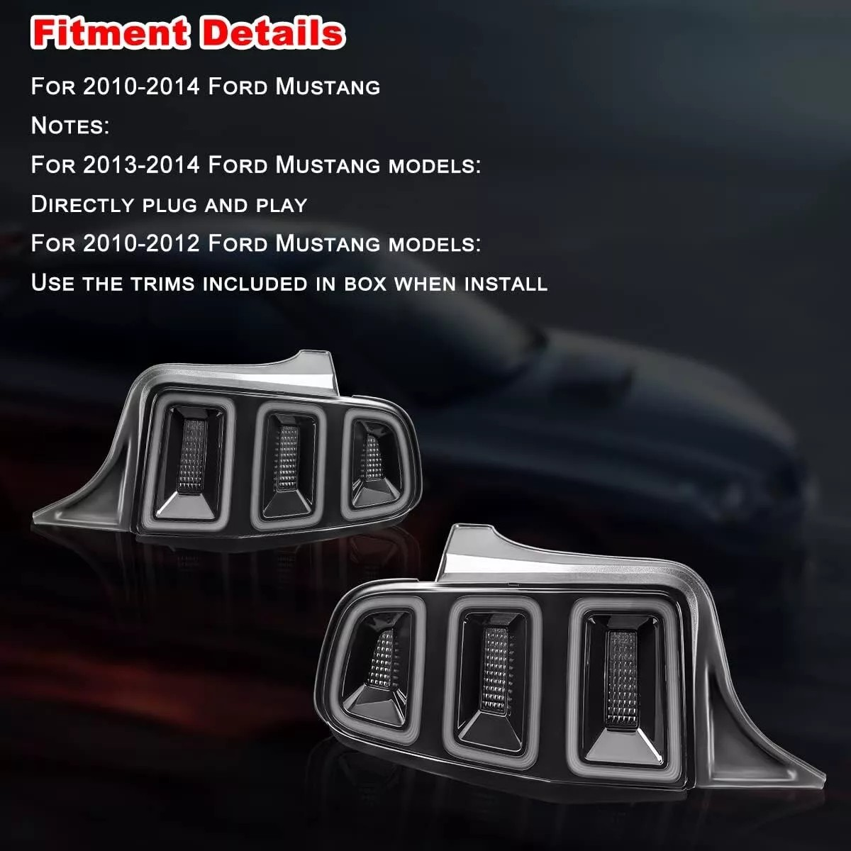 Ford Mustang Renegade Series Sequential LED Taillights 2010-2014 - Euro-Style Black