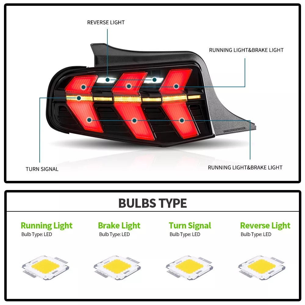 Full LED 7-Model Taillights for Ford Mustang 2010 2011 2012